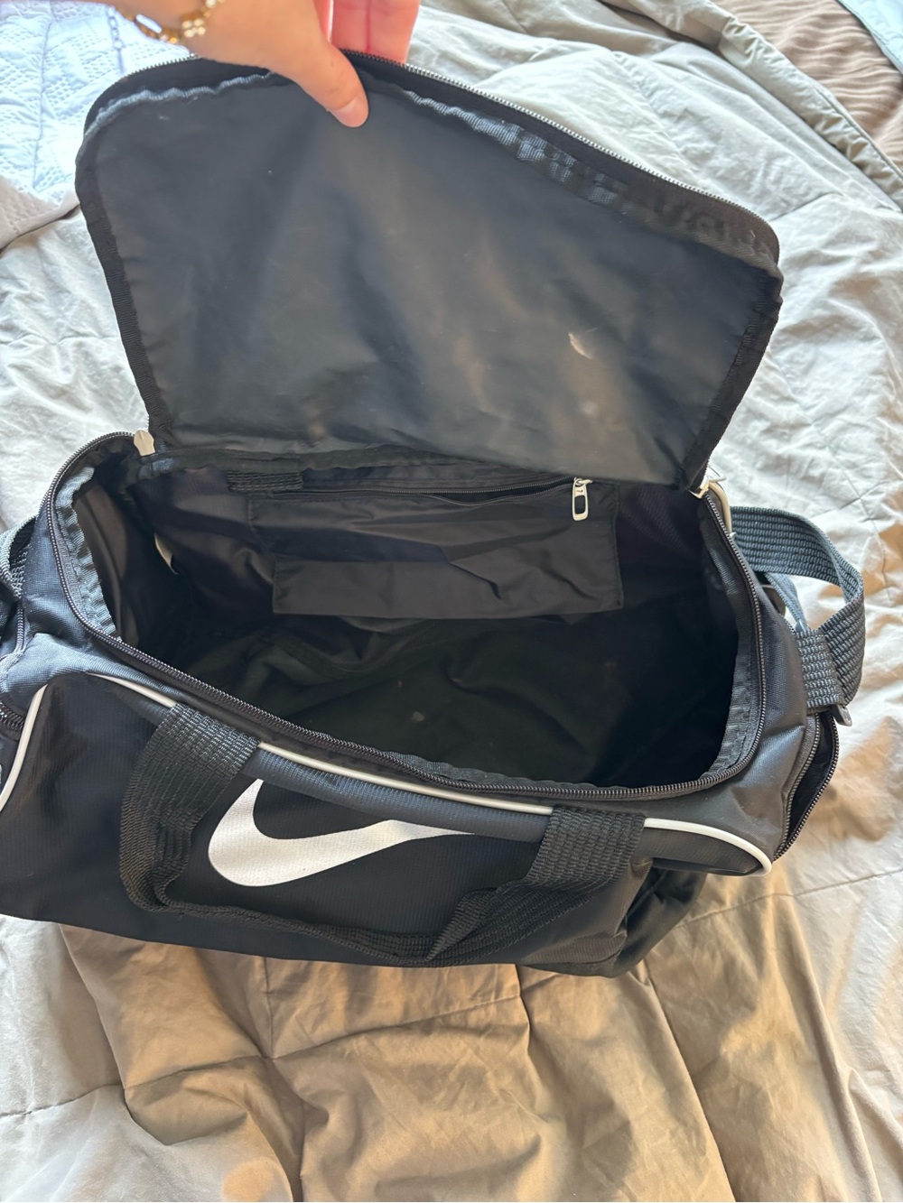 Nike Black and White Kids Gym Duffel with Swoosh
